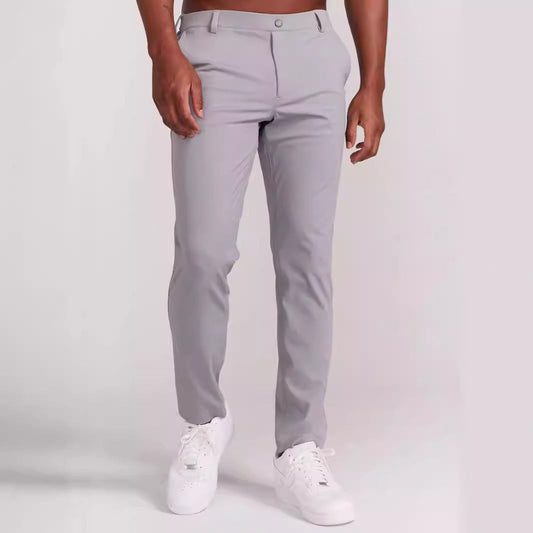 Herrbyxa – Slim Fit – Mjuk Andningsbar Textil – Fullängd – Bakfickor