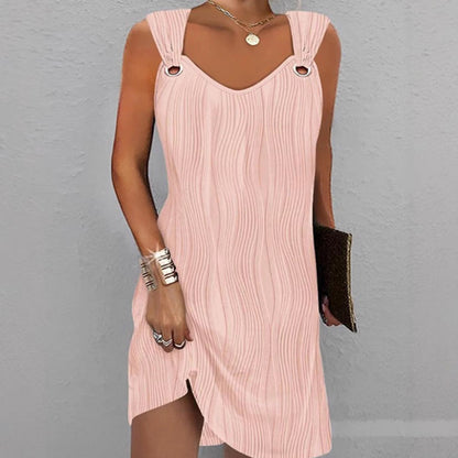 Damklänning – Slim Fit – Mjukstickad – Vågigt Mönster – V-ringning