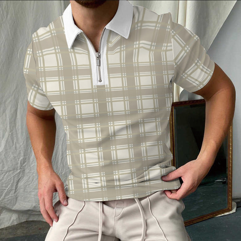 Herrpike – Slim Fit – Rutmönster – Dragkedjekrage – Kort Ärm