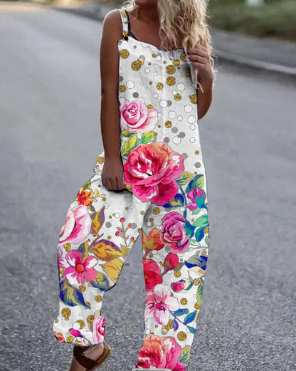 Dam jumpsuit – avslappnad passform – vida ben – justerbara axelband – Bomull