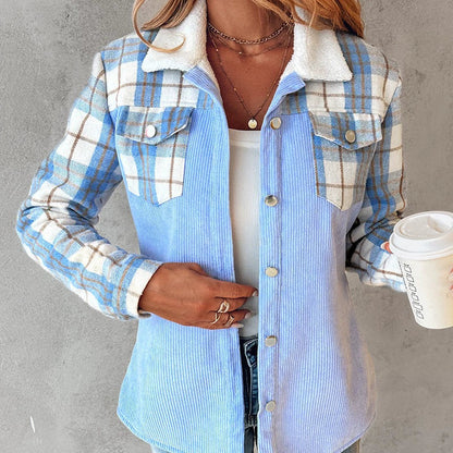 Damjacka – Avslappnad Passform – Manchester – Sherpkrage – Rutig Detalj