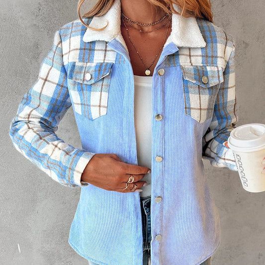 Damjacka – Avslappnad Passform – Manchester – Sherpkrage – Rutig Detalj