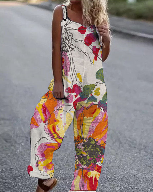 Dam jumpsuit – avslappnad passform – vida ben – justerbara axelband – Bomull