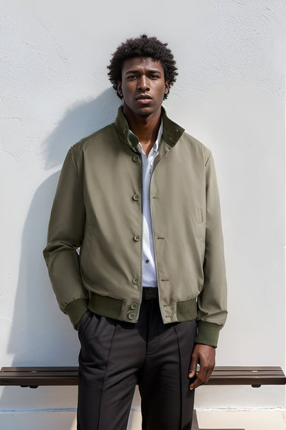 Herr Bomber Jacka – Slim Fit – Knäppning Fram – Resår i Midja och ärmslut