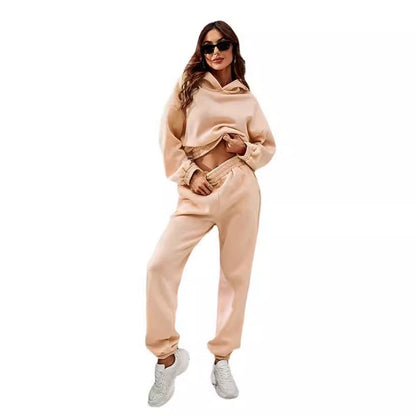 Dam Tracksuit – Avslappnad Passform – Mjuk Stickad – Huva – Resårmidja – Taperade Ben