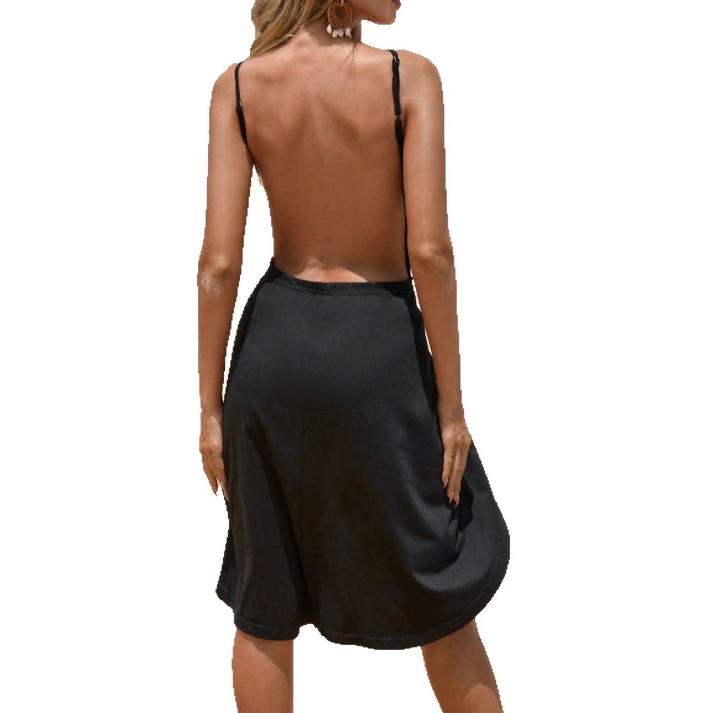 Damklänning – Slim Fit – Omlottstil – Justerbara Spagettiband – Asymmetrisk Fåll