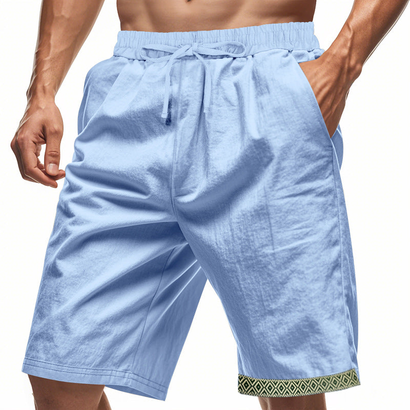 Herrshorts i linne – Lös passform – Dragsko i midjan – Boho-detalj – Andningsbara