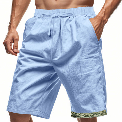 Herrshorts i linne – Lös passform – Dragsko i midjan – Boho-detalj – Andningsbara
