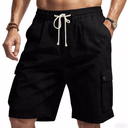 Herrshorts cargo – Avslappnad passform – Linnekänsla – Resårmidja – Flera fickor