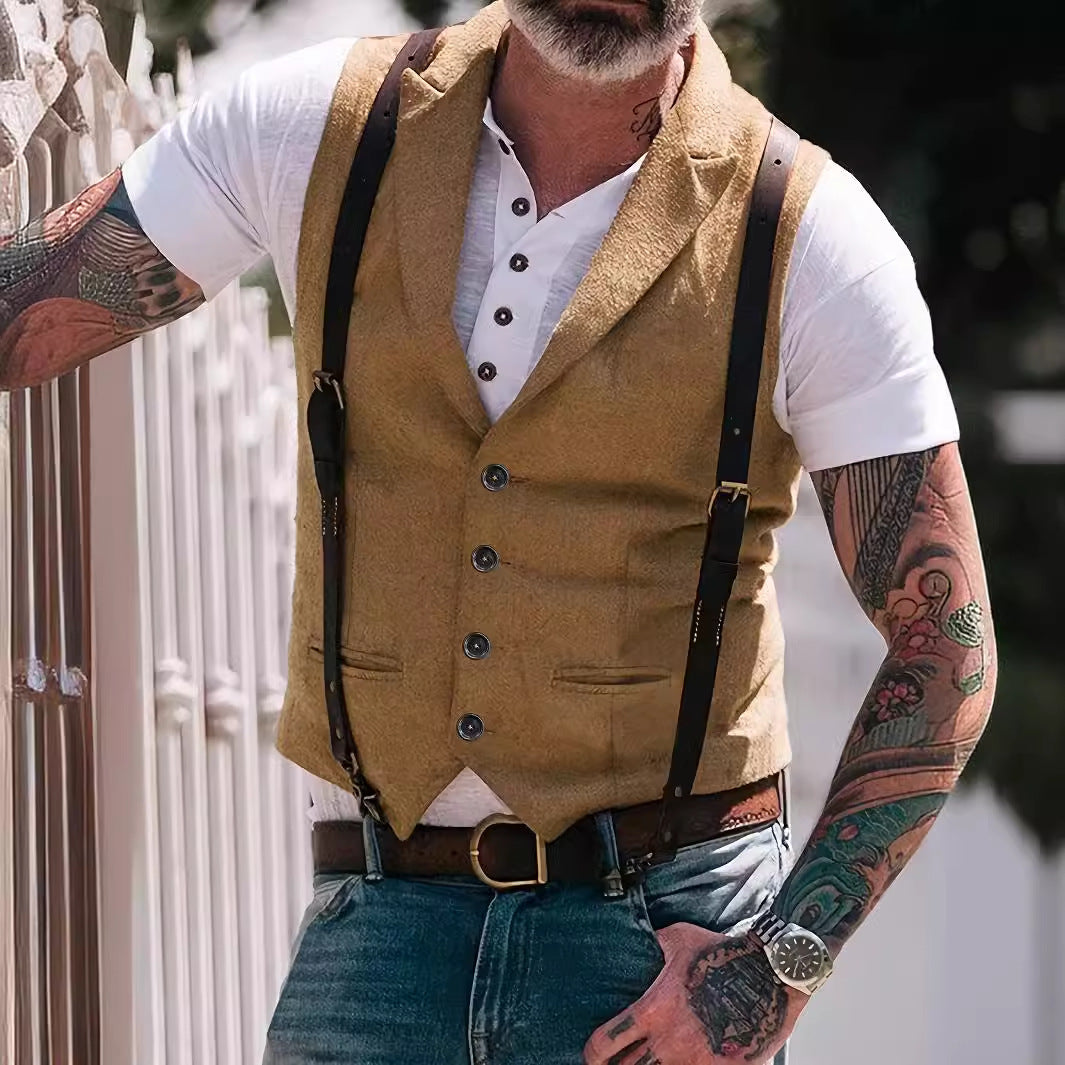 Herrväst – Slim Fit – Notchkrage – Knäppning Fram – Modern Businessstil