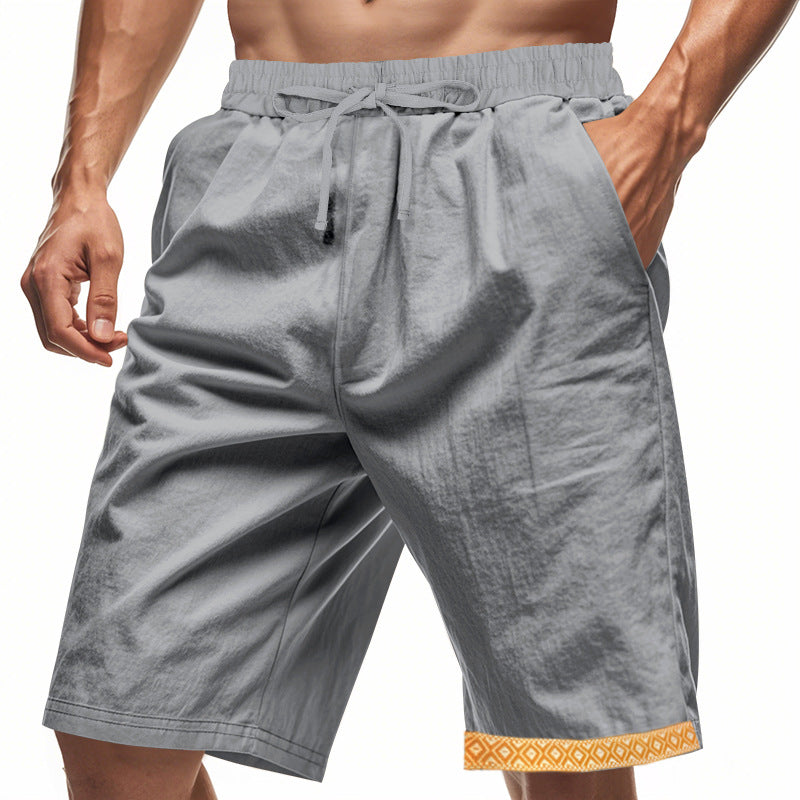 Herrshorts i linne – Lös passform – Dragsko i midjan – Boho-detalj – Andningsbara