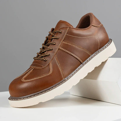 Herr Skor Låg Modell – Läderöverdel – Snörning – Tjock Sula – Arbetsstil Retro