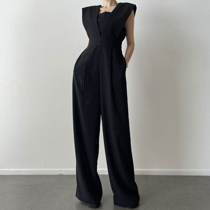 Dam Jumpsuit – Ärmlös – Figurnära Passform – Hög Midja – Vida Ben – Hellång