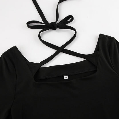 Damklänning A-linje – Slim Fit – Lång ärm – Fyrkantig hals – Stretchtyg