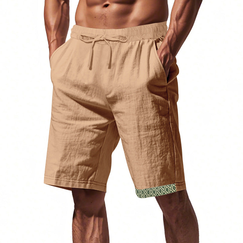 Herrshorts i linne – Lös passform – Dragsko i midjan – Boho-detalj – Andningsbara