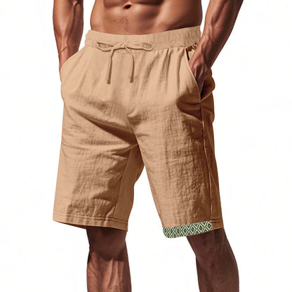 Herrshorts i linne – Lös passform – Dragsko i midjan – Boho-detalj – Andningsbara