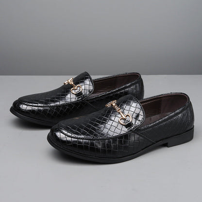 Herrloafers – Formell Passform – Vävd Struktur – Metallspänne