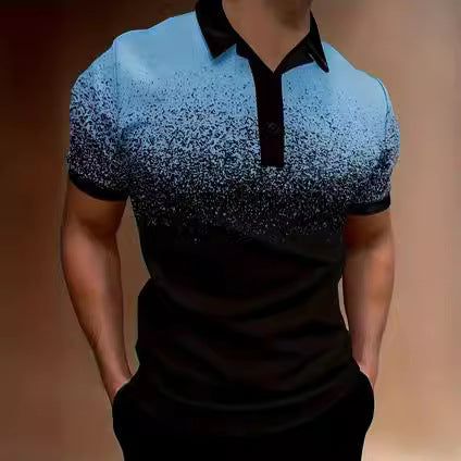 Herrpikétröja – Slim Fit – Gradienteffekt – Andningsbart Tyg – Avslappnad Stil