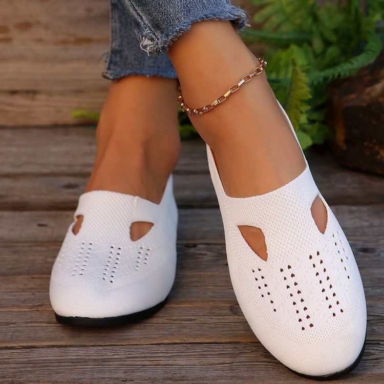 Dam Slip-On Skor – Ortopedisk Passform – Rund Tå – Mjukstickad – Andningsbar