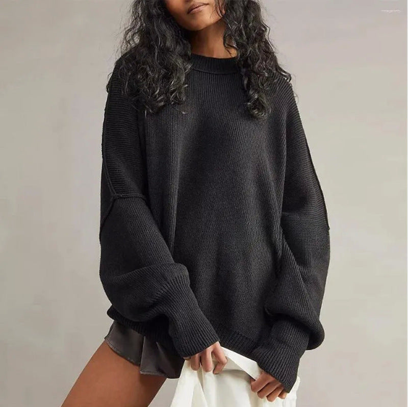 Damtröja i mjuk kvalitet – Oversize passform – Lång ärm – Sidoslitsar