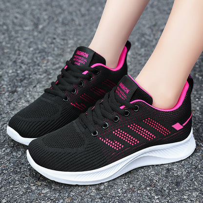 Dam Sneakers – Flyknit Mesh – Låg Profil – Andningsbar – Dämpad Sula – Snörning