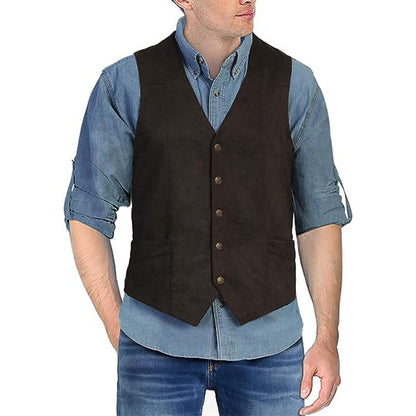Herrväst – Slim Fit – V-ringning – Mjuk Känsla – Knäppning Fram – Formell Look