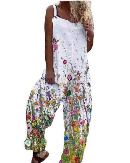 Dam jumpsuit – avslappnad passform – vida ben – justerbara axelband – Bomull