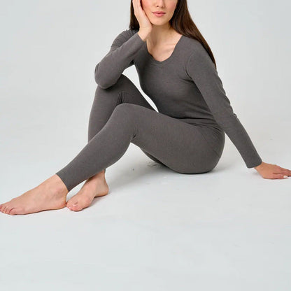 Dam Lounge Set – Slim Fit – Långärmad Topp & Högmidjade Stretchbyxor