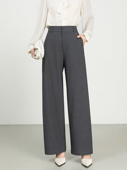 Dam Byxor – Hög Midja – Vida Ben – Veckad Front – Denimlook – Kontorsstil