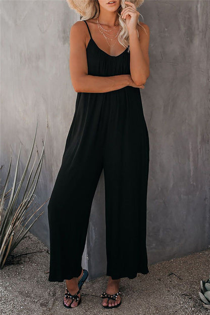Dam Jumpsuit – Avslappnad Passform – Andningsbar Mix – Spagettiband – Hellång – Fickor