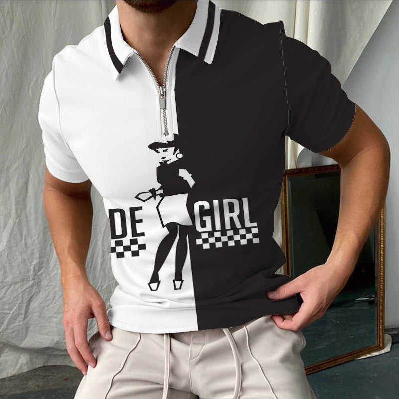 Herrpike – Slim Fit – Rutmönster – Dragkedjekrage – Kort Ärm