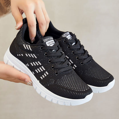Dam Sneakers – Andningsbar Stickad – Låg Modell – Snörning – Dämpad Platåsula