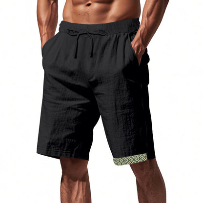 Herrshorts i linne – Lös passform – Dragsko i midjan – Boho-detalj – Andningsbara