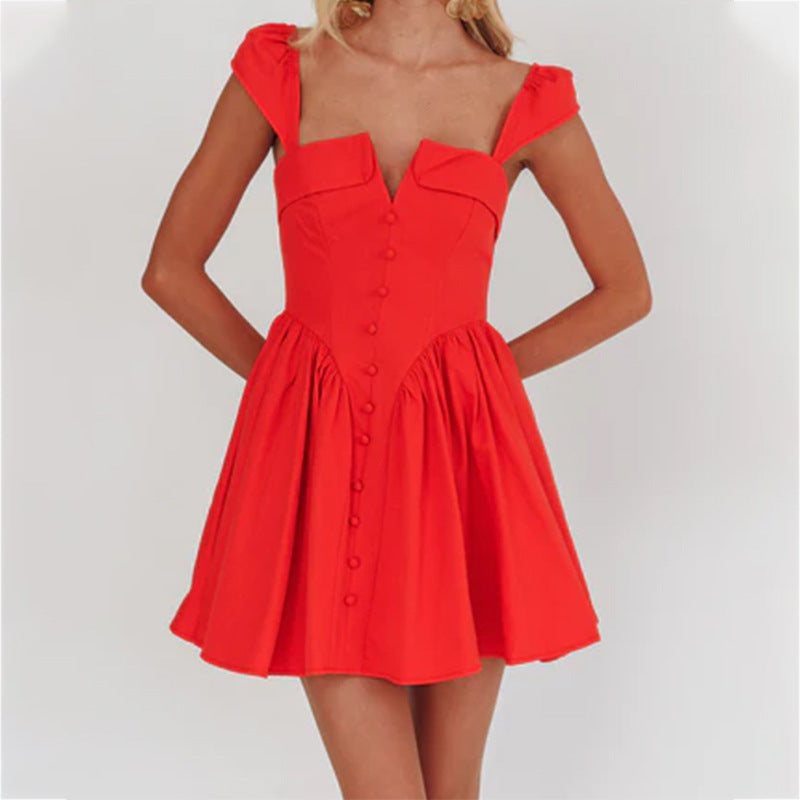 Damklänning – Ärmlös Miniklänning – Figurnära Liv – Plisserad A-linjekjol