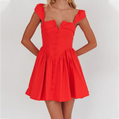 Damklänning – Ärmlös Miniklänning – Figurnära Liv – Plisserad A-linjekjol