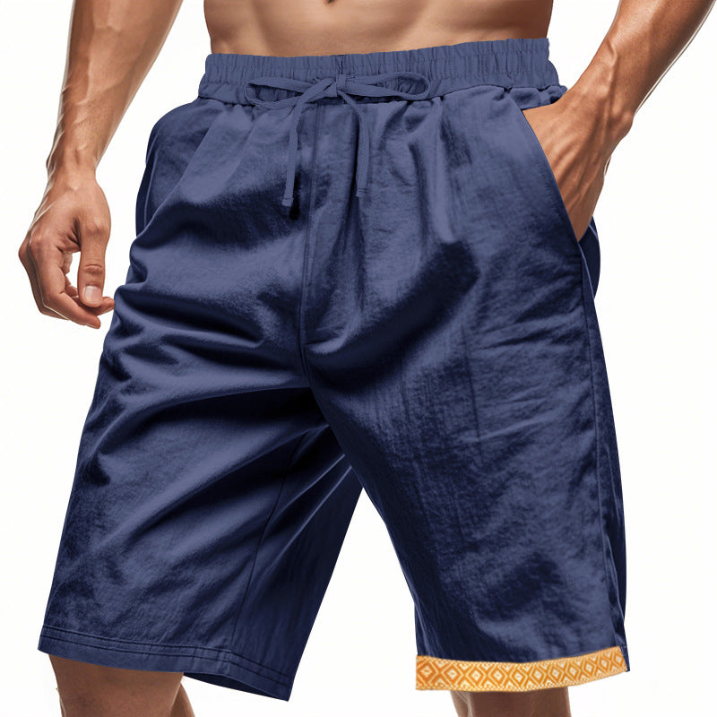 Herrshorts i linne – Lös passform – Dragsko i midjan – Boho-detalj – Andningsbara