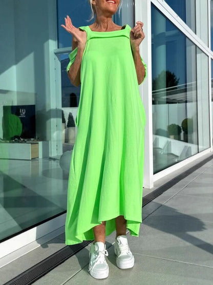 Damklänning Maxi – Off shoulder med axelband – Avslappnad passform – Bomull