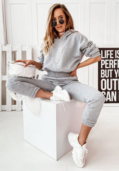 Damtracksuit – Avslappnad Passform – Mjuk Bomullsblandning – Hoodie med Joggers