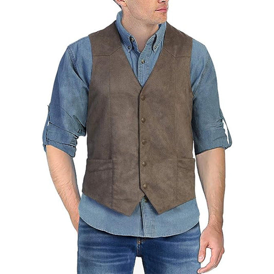 Herrväst – Slim Fit – V-ringning – Mjuk Känsla – Knäppning Fram – Formell Look