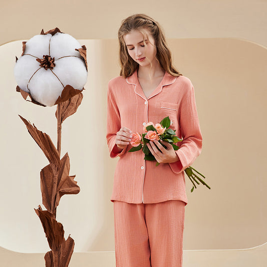 Dampyjamasset - Topp med knappar - Långärmad - Avslappnad passform - Nattkläder Loungewear