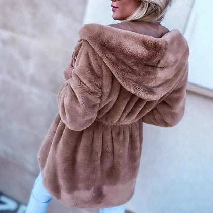 Damkofta med Huva – Mysigt – Avslappnad Passform – Dragsko i Midjan – Dragkedja fram