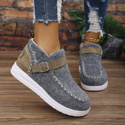 Dam Ankelboots – Avslappnad Passform – Slip-On – Spänne – Mjuk Textur