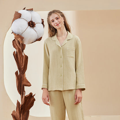 Dampyjamasset - Topp med knappar - Långärmad - Avslappnad passform - Nattkläder Loungewear