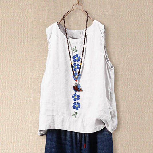 Damlinne – Avslappnad Passform – Naturliga Fibrer – Blomsterbroderi