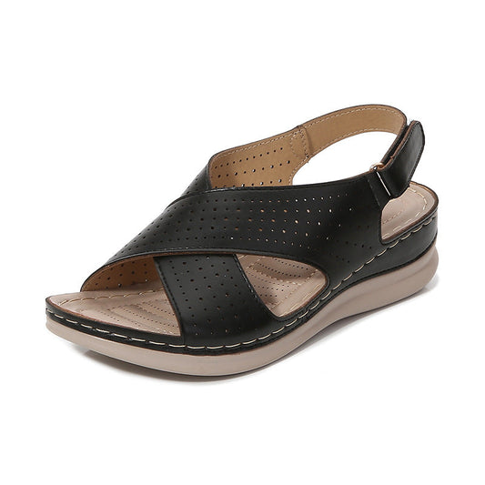 Dam Sandaler – Sleek Öppen Modell – Korsade Remmar – Dämpad Sula – Justerbar Slingback