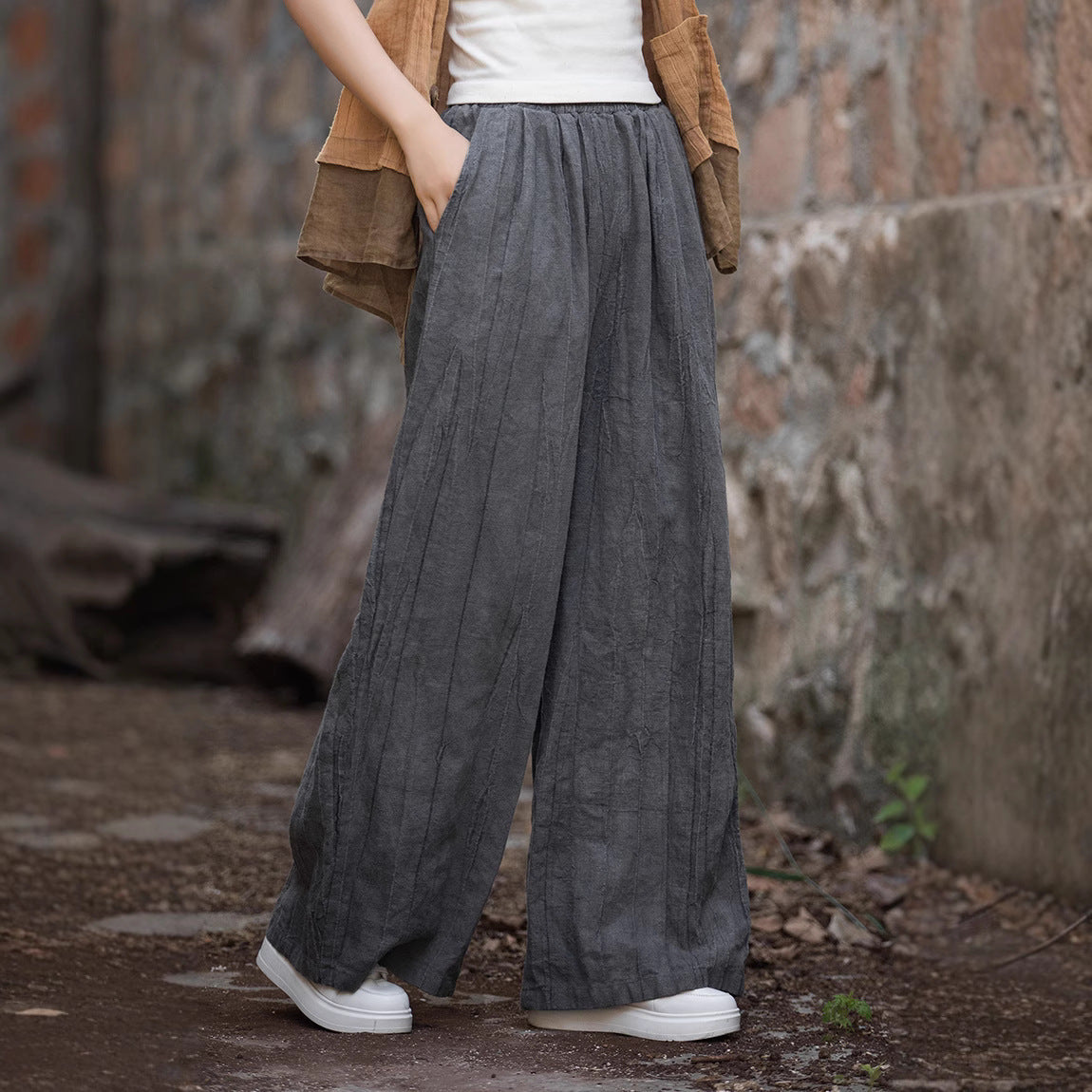 Dam Byxor – Linne Bomullsblandning – Vida Ben – Avslappnad Passform – Tie-Dye