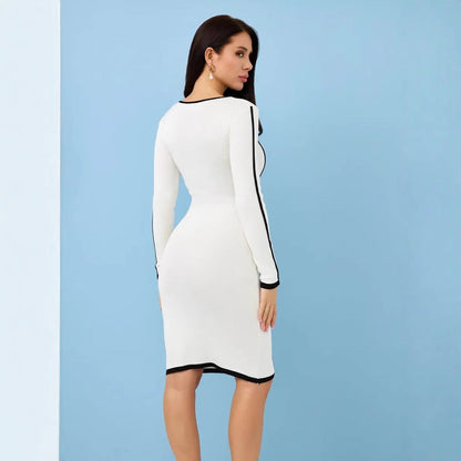 Damklänning – Slim Fit – Lång Ärm – Knälång med Paneldesign