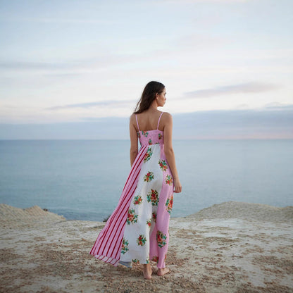 Damklänning – Spagettiband – Lätt Bomull – Lös Passform – Maxilängd – Konstnärligt Mönster