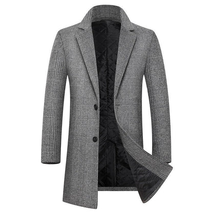 Herrrock – Slim Fit – Ullmix – Rutigt Mönster – Kviltat Foder – Medellång