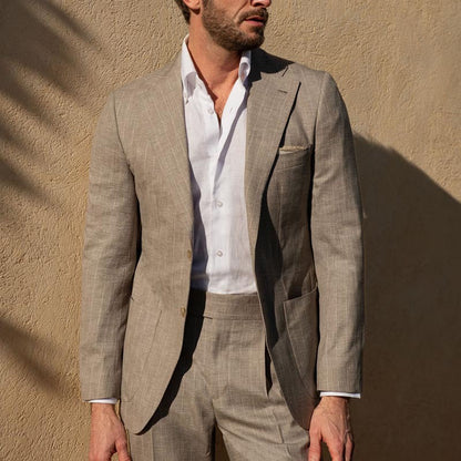 Herr Blazer – Slim Fit – Naturmaterial – Enradig – Notchslags – Kontorsstil